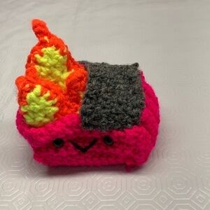Hand Crafted Amigurumi Crochet Dumpster Fire 5” NEW
